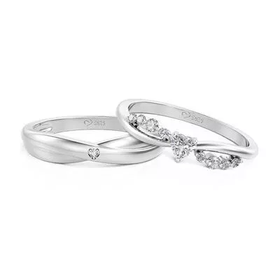 Jeulia Custom Twist Heart Couple Ring Set